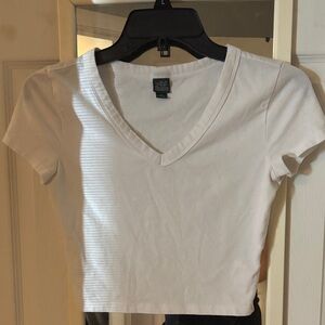 Wild Fable Classic White V-Neck Crop Top